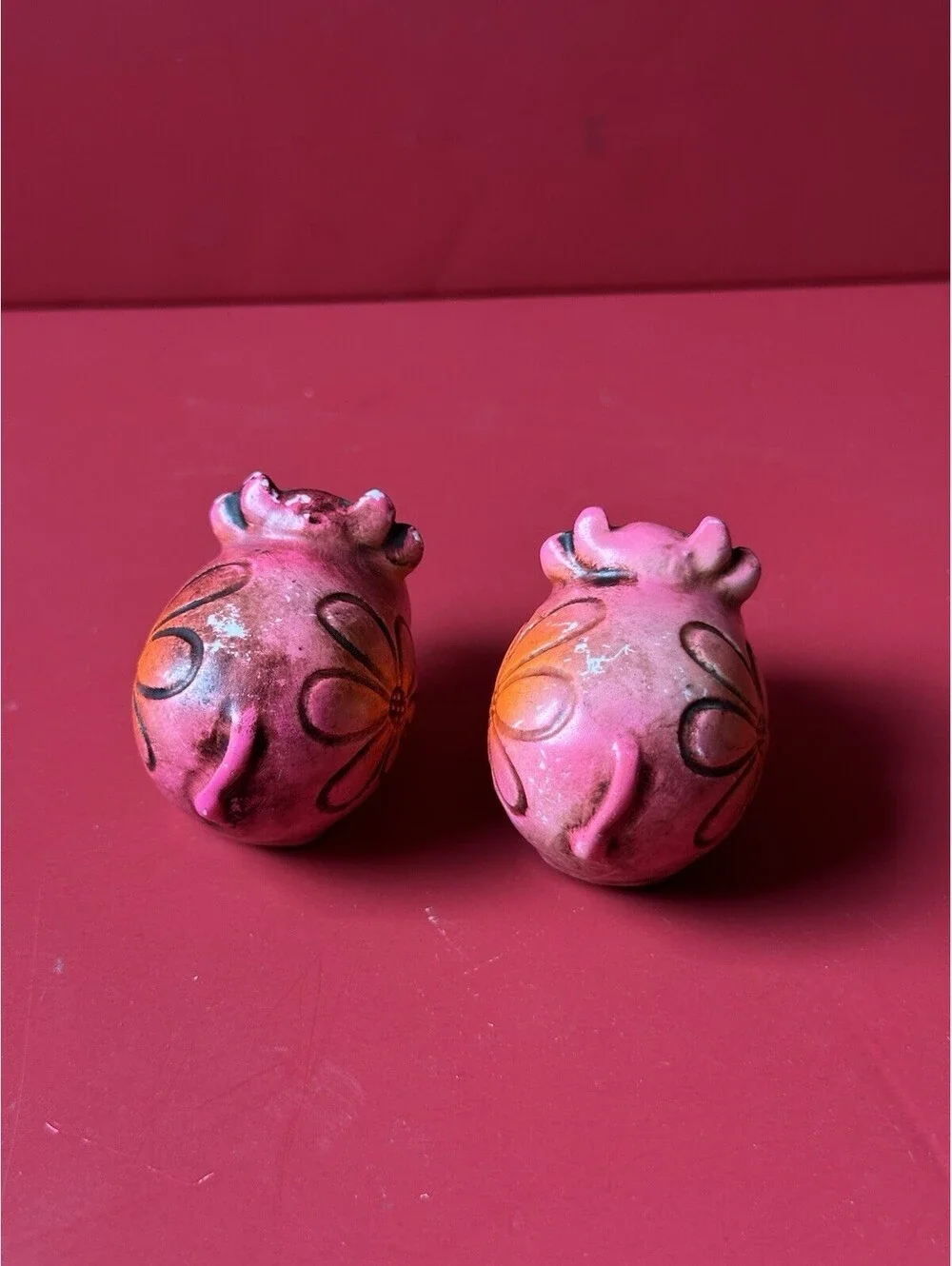Vintage Floral Pink Pig Salt And Pepper Shaker Set Of Two